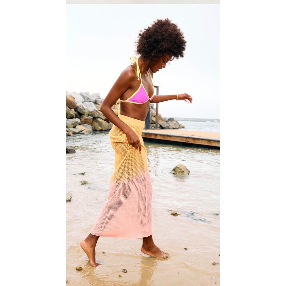 Spiritual Gangster Crochet Maxi Skirt Swim Coverup Ombré Sorbet Size Small NWT